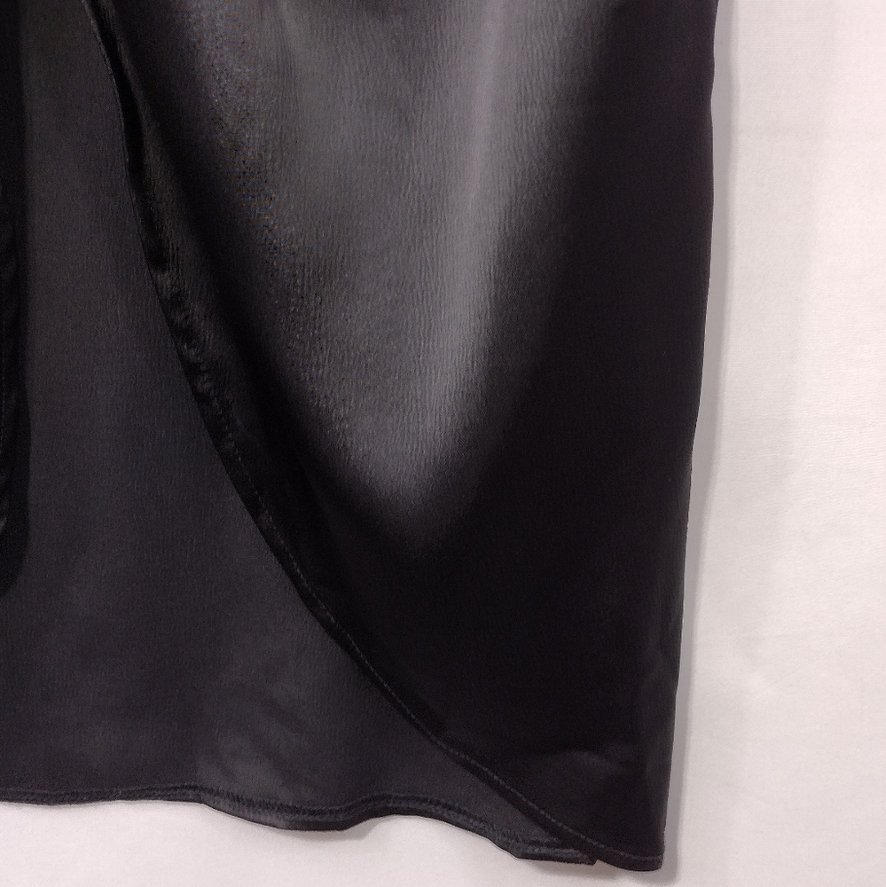 NWT Pretty Little Thing Satin Twist Front Midi Skirt Women's 6 Black Boho Retro - Picture 5 of 10